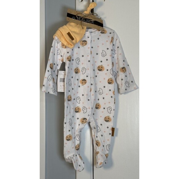 NEW BABY LILA & JACK HALLOWEEN GHOST SLEEPER WITH HAT SIZE 6-9 MONTHS - Picture 1 of 7